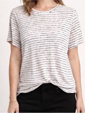 Liverpool Los Angeles Striped Tee Relaxed Fit Short Sleeve NWOT Size L